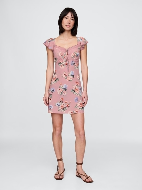 GAP Dresses & Skirts - GAP Floral Pink Lace-Trim Mini Dress